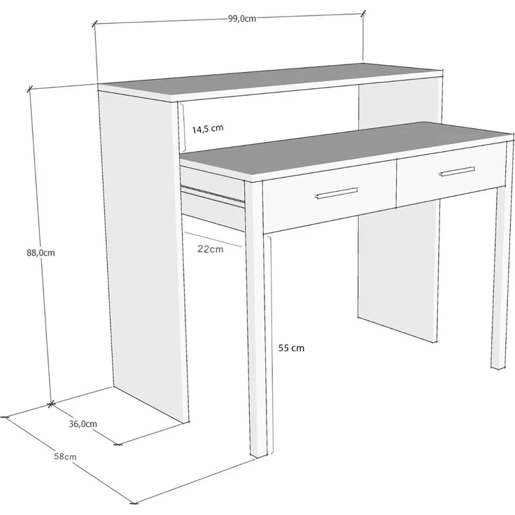 Skye Decor 'My Desk' Schreibtisch, Weiß, 99 x 88 x 66 cm – Bild 9
