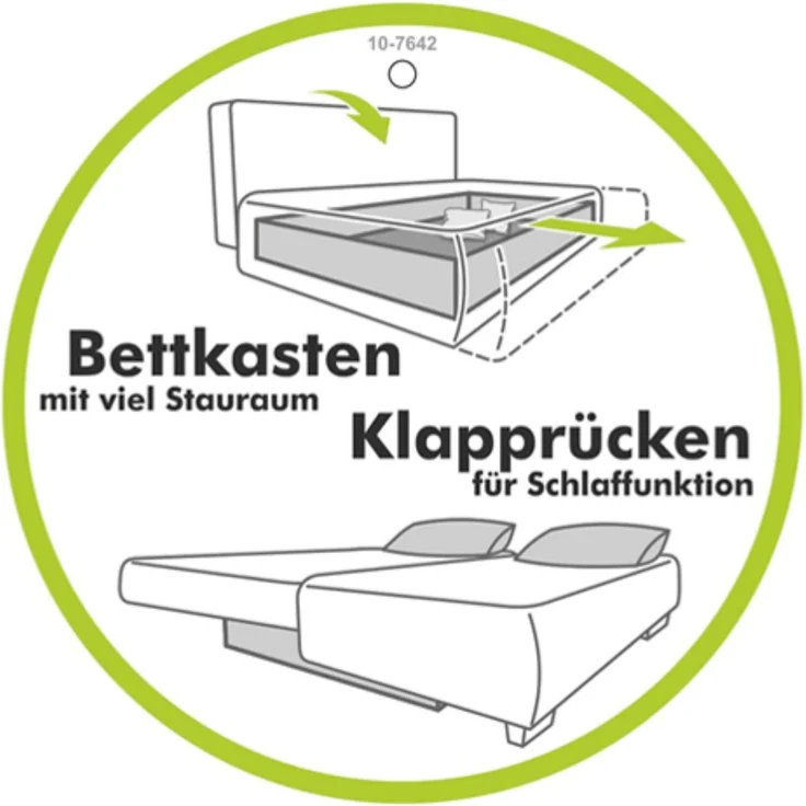 Schlafcouch Verwandlung Big-Sofa - Ecksofa Gästebett Bettkasten Cord Silbergrau – Bild 6