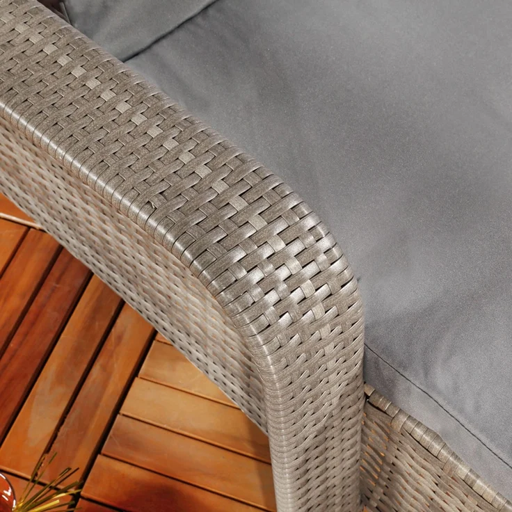 Gartenliege Sonnenliege Liegestuhl Loungeliege Polyrattan Rattan Liege Grau – Bild 3