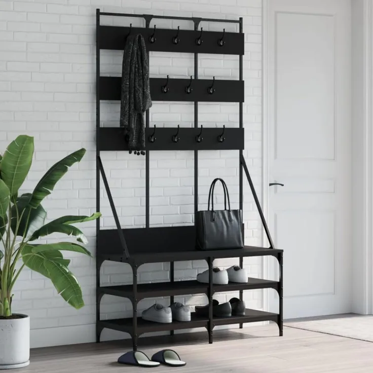 vidaXL Kleiderständer mit Schuhablage Schwarz 100x40x184 cm 837857