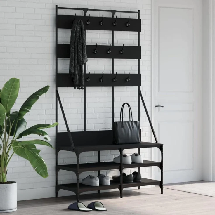 vidaXL Kleiderständer mit Schuhablage Schwarz 100x40x184 cm 837857 – Bild 1