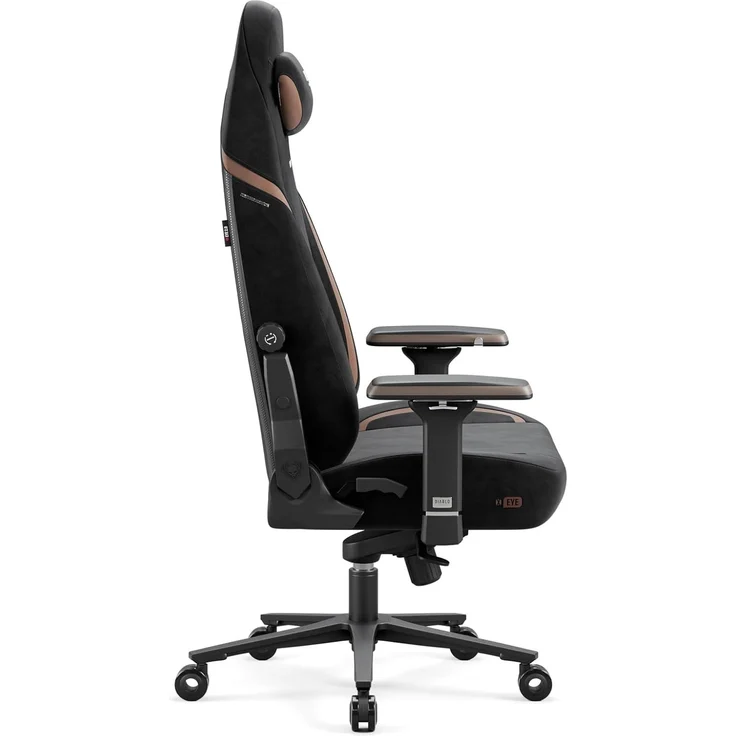 Diablo Ergonomischer Gaming Stuhl aus Stoff – Gaming Chair mit 4D Armlehnen, magnetischem Kopfkissen, Lendenwirbelstütze und atmungsaktiver Polsterung, 140 kg Ultra Black – Bild 9