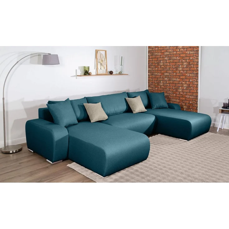 COLLECTION AB Wohnlandschaft Paola U-Form, B: 314 cm, Schlaffunktion, Bettkasten & 4 Zierkissen, Federkern – Bild 1
