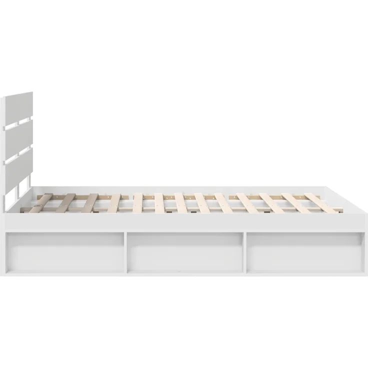 vidaXL Bettrahmen mit Kopfteil Weiß 150 x 200 cm Massives Kiefernholz 3411728 – Bild 7