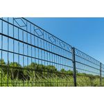 HOME DELUXE Doppelstabmattenzaun Schmuckzaun Raute inkl. Eckpfosten Anthrazit/Grün MORATA - 80 cm x 40m 2x Eckpfosten