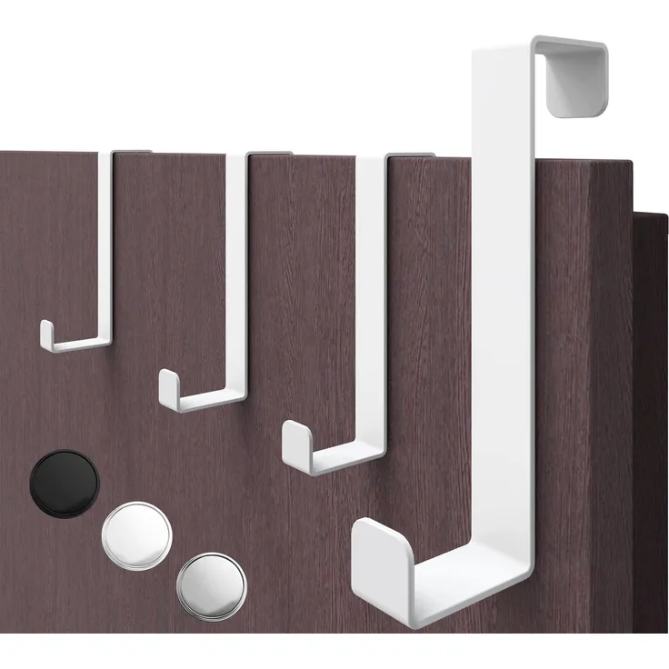 4smile Türhaken zum Einhängen, 4er Set - Weiße Kleiderhaken für Tür oder Schrank, vielseitige Haken zum Einhängen - Türgarderobe mit hoher Tragkraft, stabile Türhakenleiste