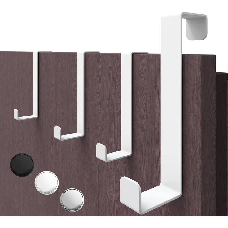 4smile Türhaken zum Einhängen, 4er Set - Weiße Kleiderhaken für Tür oder Schrank, vielseitige Haken zum Einhängen - Türgarderobe mit hoher Tragkraft, stabile Türhakenleiste