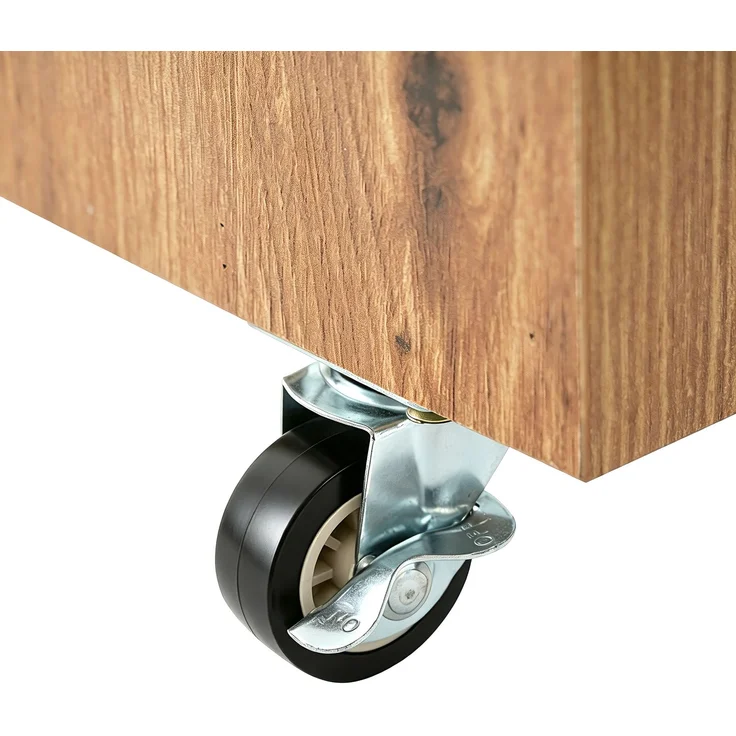 ZUBALIYA Schreibtisch mit feststellbaren Rollen – multifunktionales Design, 4 cm dickere, drehbare Tischplatte, fest arretierbar, weiß/Eiche, Faltbarer Schreibtisch, Eckschreibtisch, Sideboard,Dicke Materialie – Bild 15
