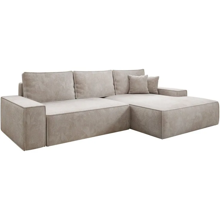 Luxusbetten24 Schlafsofa Designer Sofa Verona mit breiter Ottomane, mit Schlaffunktion und Stauraum