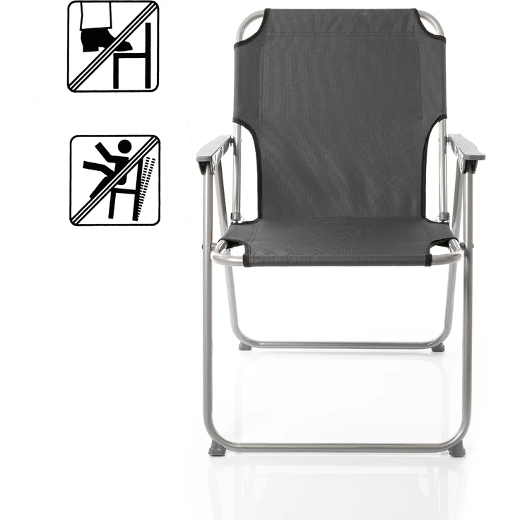 BigDean Klappstuhl Anthrazit Grau Campinstuhl Faltstuhl Angelstuhl robust klappbar bis 120kg belastbar klassischer Gartenstuhl für Garten & Camping - Campingstuhl faltbar – Bild 4