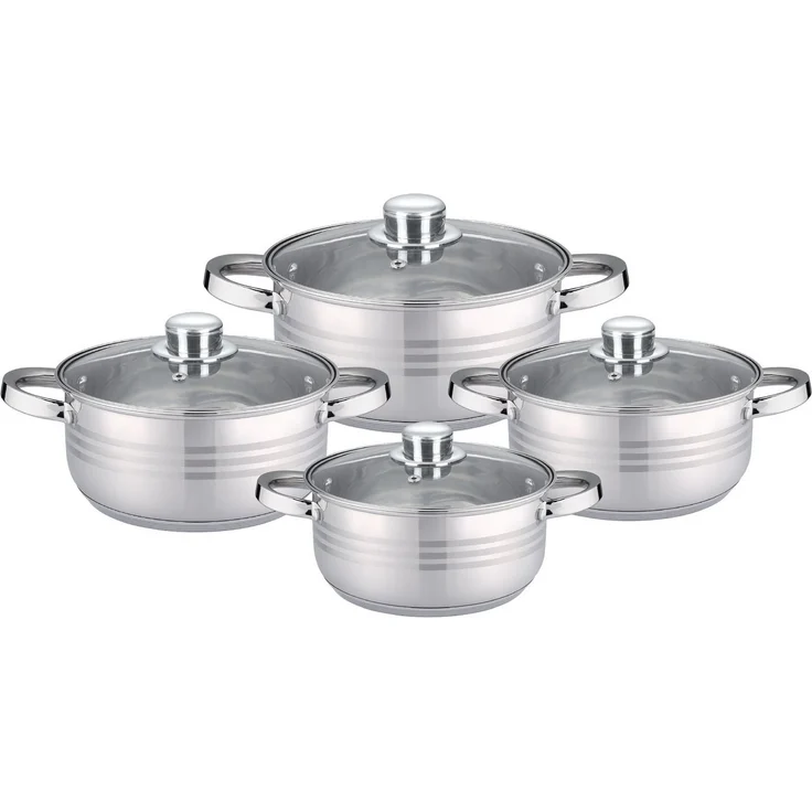 Cheffinger Kochtopf Pfannen Topfset Glasdeckel 8-tlg Induktion Edelstahl CF-SP7 – Bild 1