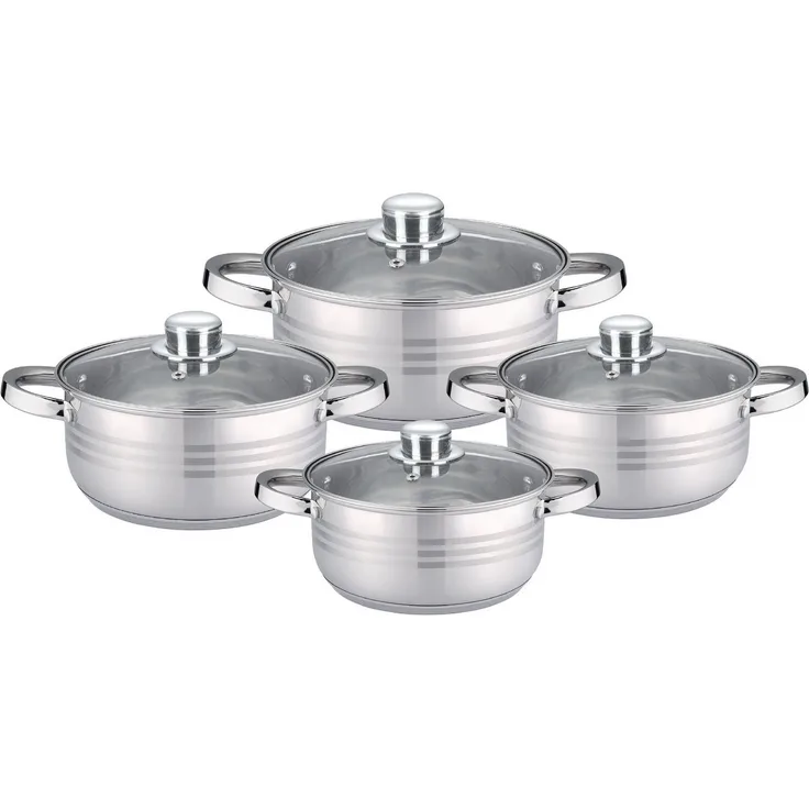 Cheffinger Kochtopf Pfannen Topfset Glasdeckel 8-tlg Induktion Edelstahl CF-SP7