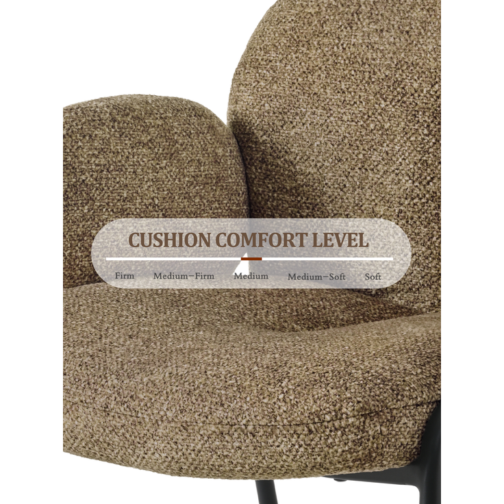 GOEURVANT 1235 Esszimmerstühle 6er-Set mit Armlehnen, Polsterstühle, Bouclé - Taupe – Bild 9