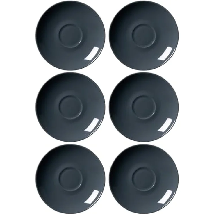 Presotto Kaffeeuntertassen, 6er Set, anthrazit, Keramik, spülmaschinengeeignet, Durchmesser 16 cm – Bild 2