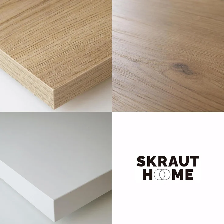 Skraut Home | Ausziehbarertisch | Multifunktionaler ausziehbarer | 260 | Für 12 Gäste | Massivholz Beine | Moderner Stil | Eiche und weiß – Bild 7