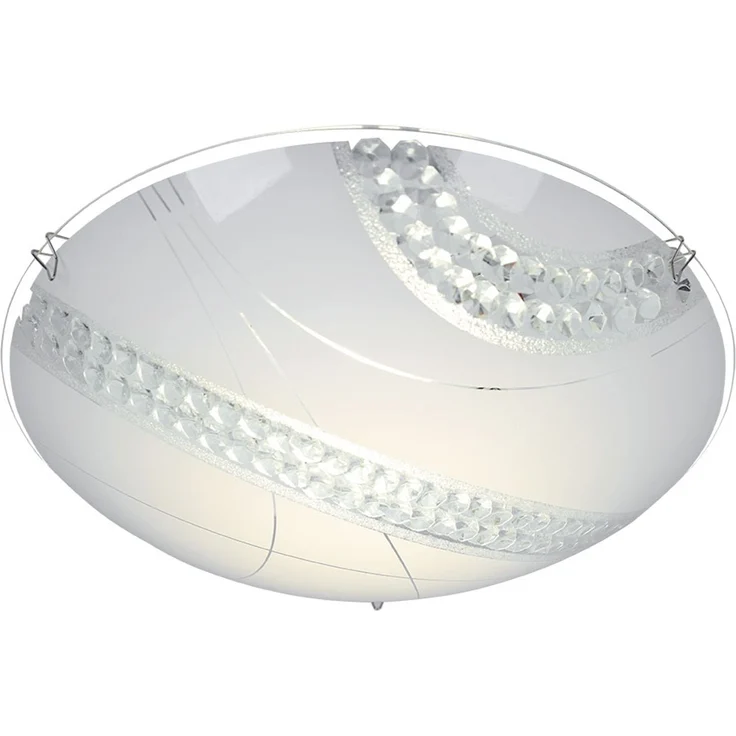 LED Deckenleuchte, Kristalle klar, Glas satiniert, D 30 cm – Bild 5