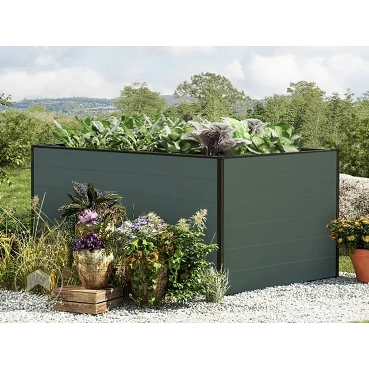 GFP Hochbeet Kräuter-Gemüse-Beet Aluminium CHRISTINA - 150x99x77cm - anthrazit