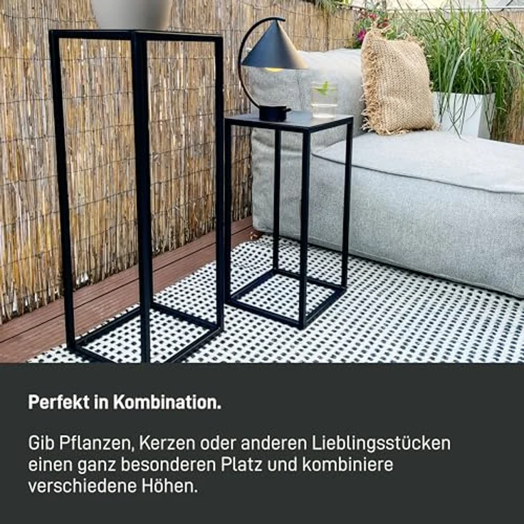Natural Goods Berlin Blumenständer RECHTECK (1 St), Blumenhocker, Blumensäule, Beistelltisch, wetterfest, Schwarz, 50cm – Bild 6