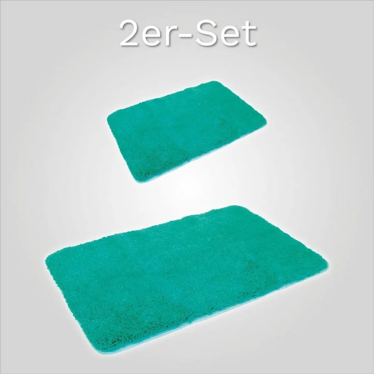 KiNZLER Badematte Chaozhou, Badvorleger, Badezimmer Teppich, Höhe 20 mm, rutschhemmend beschichtet, fußbodenheizungsgeeignet, Polyester, halbrund, 2er-Set halbrund 50x80 cm / rechteckig 60x100 cm, Badteppich, Uni Farben, weich, als rechteckig, rund & S... – Bild 2