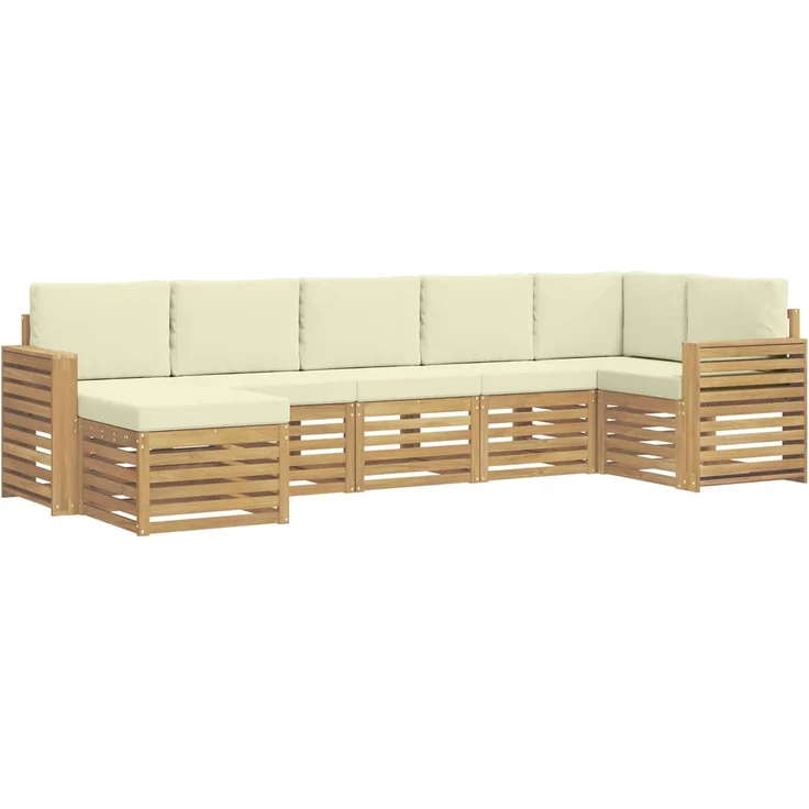 vidaXL Outdoor-Sofagarnitur 7 stk. 6-Sitzer Weiß und Creme 3392200 – Bild 2