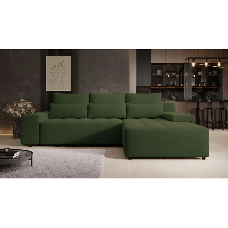 Selsey 'Neluro' Ecksofa mit Schlaffunktion & Bettkasten, Chenille wasserabweisend, Universal, Olivgrün – Bild 2