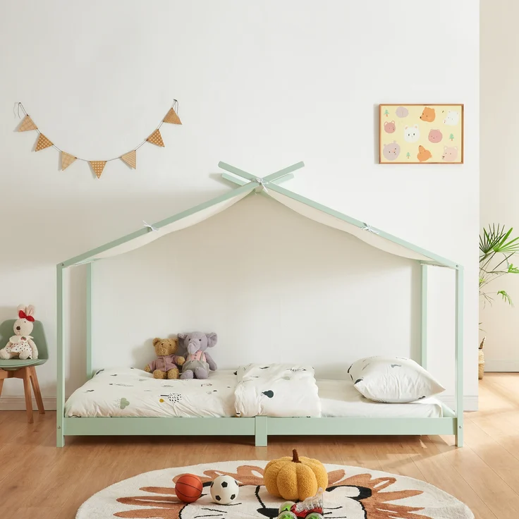 Kinderbett Brome mit Matratze 90x200 cm Mintgrün [en. casa] – Bild 2