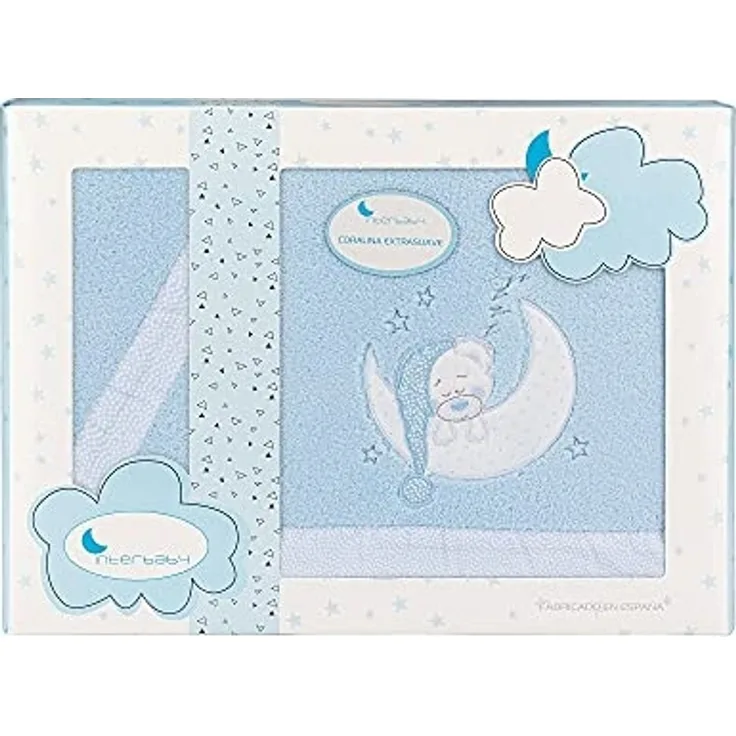 Interbaby Bettwäsche Set für Babywiege - Modell"Bear Sleeping" in blau