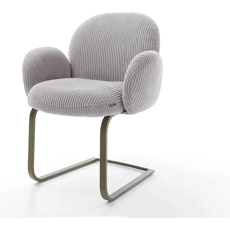 Freischwinger Nube-Flex mit Armlehnen Cord Silbergrau Freischwinger flach Effektfinish Titan Taschenfederkern – Bild 3