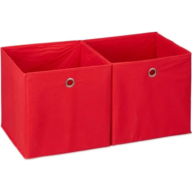 Relaxdays 12 x Aufbewahrungsbox Stoff rot – Bild 1