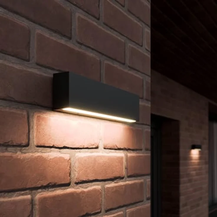 Lucande LED Wandleuchte Elvira, Außenwandleuchte in Schwarz aus Aluminium, 1-flammig, Schutzart IP65 für Terrasse und Garten – Bild 3