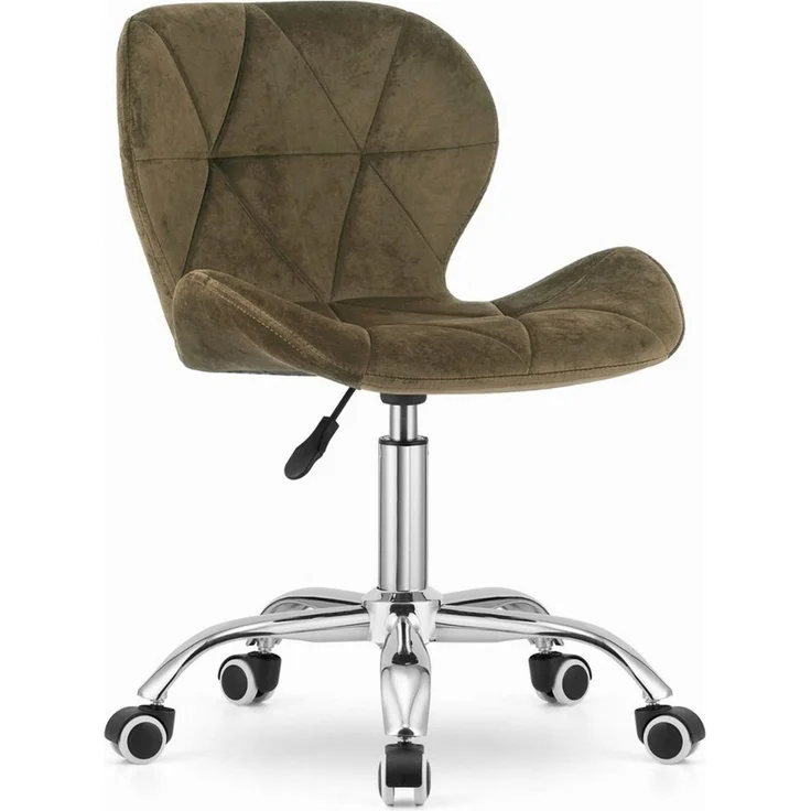 Home Collective Drehstuhl Schreibtischstuhl mit pneumatischer Verstellung (Perfekt für Kinderzimmer, Home Office und Studio), Samt mit Chromfuß und Gummirädern - Braun – Bild 1