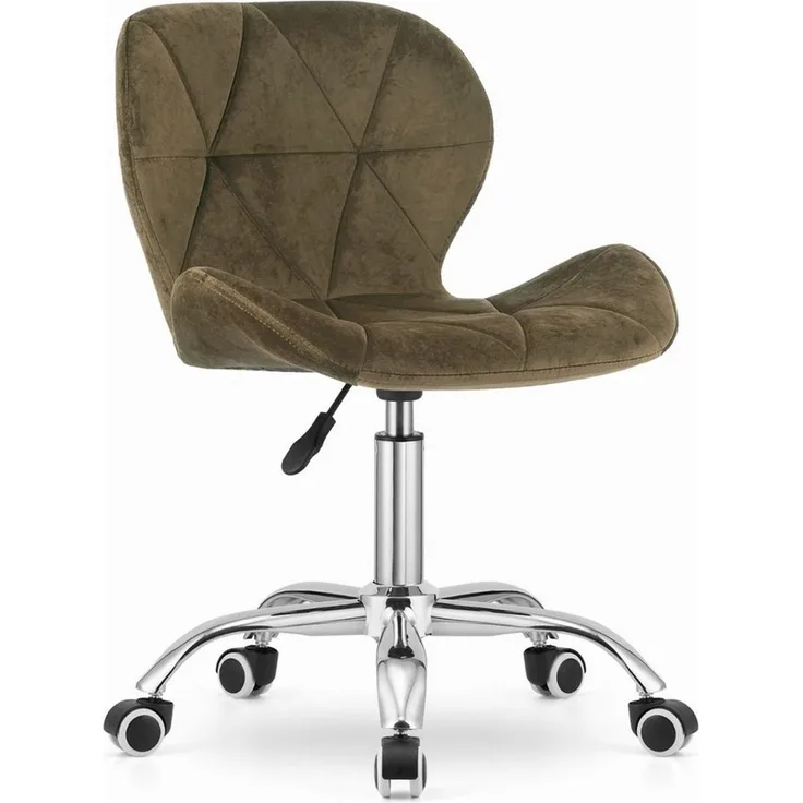 Home Collective Drehstuhl Schreibtischstuhl mit pneumatischer Verstellung (Perfekt für Kinderzimmer, Home Office und Studio), Samt mit Chromfuß und Gummirädern - Braun