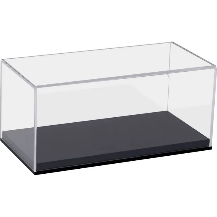HMF Vitrine elegante Acryl Vitrine, Ausstellungskasten für Sammelstücke Schaukasten für Modellautos, Figuren, 24 x 12 x 11 cm, transparent