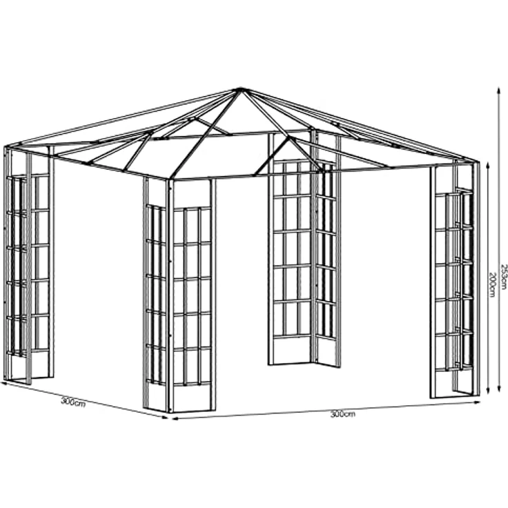 QUICK STAR Rank Pavillon Set 3x3m, Metall Garten Partyzelt Anthrazit mit 4 Seitenteilen und Moskitonetz – Bild 5