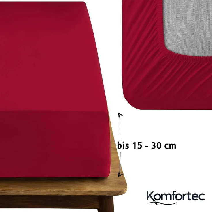 Komfortec Spannbettlaken Boxspringbett bis 15cm - 30cm Matratzenhöhe, Mikrofaser, Gummizug: Rundum, (2 Stück) – Bild 4