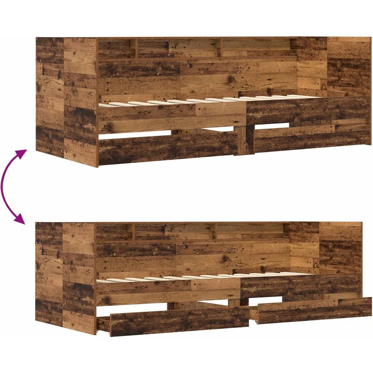 vidaXL Tagesbett mit Schubladen mit Regal Altholz Holzwerkstoff 3429640 – Bild 8