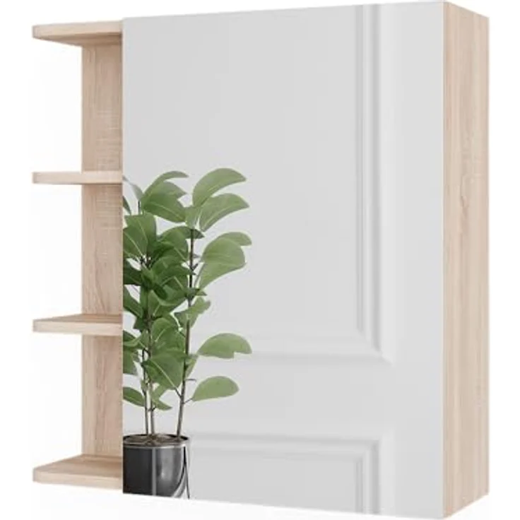 Vicco Spiegelschrank Fynn, Sonoma, 62 x 64 cm mit großzügigen Ablagen und integriertem Spiegel – Bild 1