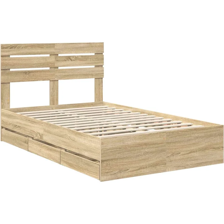 vidaXL Bettrahmen Sonoma-Eiche 120 x 190 cm Ingenieurs Holz 3411520 – Bild 4