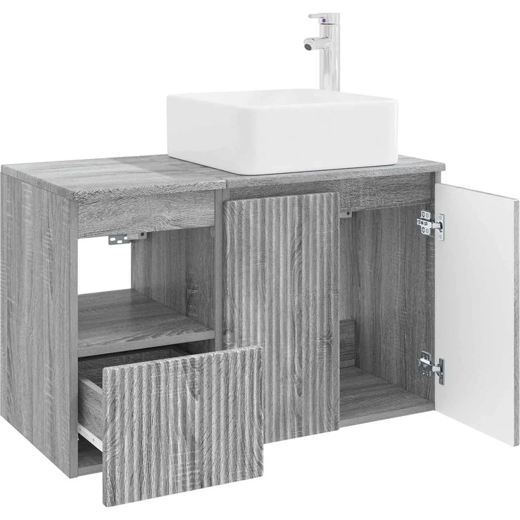 vidaXL Badezimmerschrank-Set 2 stk. Grau Sonoma 83 x 35 x 80 cm 3404070 – Bild 4