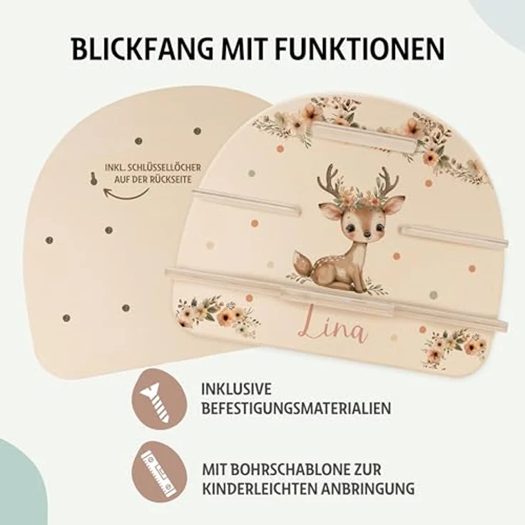 Kidsmood - Tonie Regal fürs Kinderzimmer– Liebevoll gestaltetes Wandregal mit abgerundeten Ecken & Kanten für Toniebox 2 mit Namen & Metallplättchen | Personalisierte Geschenke für Kinder – Bild 5