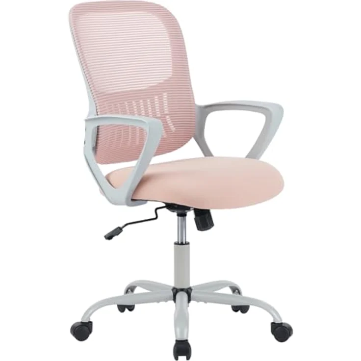 Sweetcrispy Bürostuhl Ergonomisch, Schreibtischstuhl mit Lendenwirbelstütze, Verstellbaren Armlehnen Drehstuhl, Höhenverstellbarer Office Chair, Bürostühle Geeignet für Büro und Schlafzimmer (Pink) – Bild 2