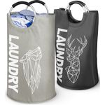 WELLENBORG Wäschekorb Wäschekörbe Laundry baskets faltbar (2 St), Waschekorbsammler Wäschesack Schmutzwäsche Wäschebox Flaschensammler