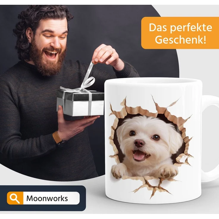 MoonWorks Tasse Tasse für Malteser-Halter Geschenk Hundebesitzer Tierfreunde, Keramik – Bild 4