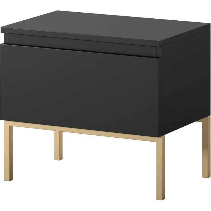 Selsey 'Bemmi' Nachttisch, schwarz mit goldenem Metallgestell ca. 43 x 49 x 32 cm