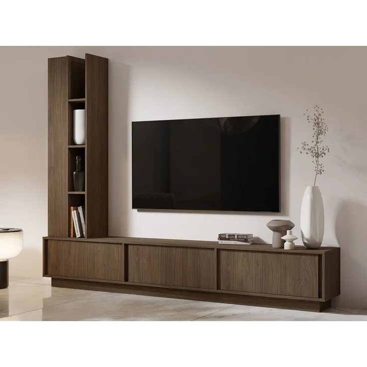 Beautysofa Wohnwand VERO 2-teilig Wohnzimmer-Set mit TV-Lowboard und Hochschrank, (TV-Lowboard 230 cm hängend oder stehend, im Japandi-Stil), grifflos, TV-Schrank, Medienmöbel