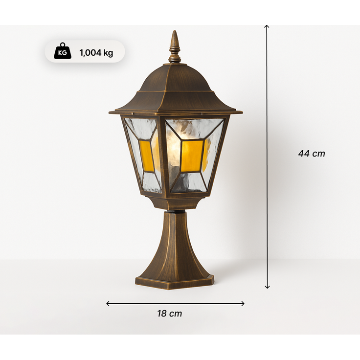Brilliant Janel Sockelleuchte Außen 44cm - Außenlampe Schwarz Gold IP44 für Garten & Terrasse - E27 Fassung - Extern Dimmbar - Aus Metall & Glas – Bild 8
