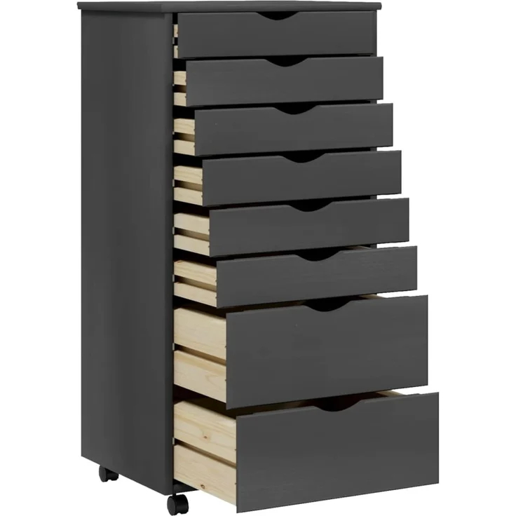 vidaXL Rollschrank mit Schubladen MOSS Grau Massivholz Kiefer 355899 – Bild 3