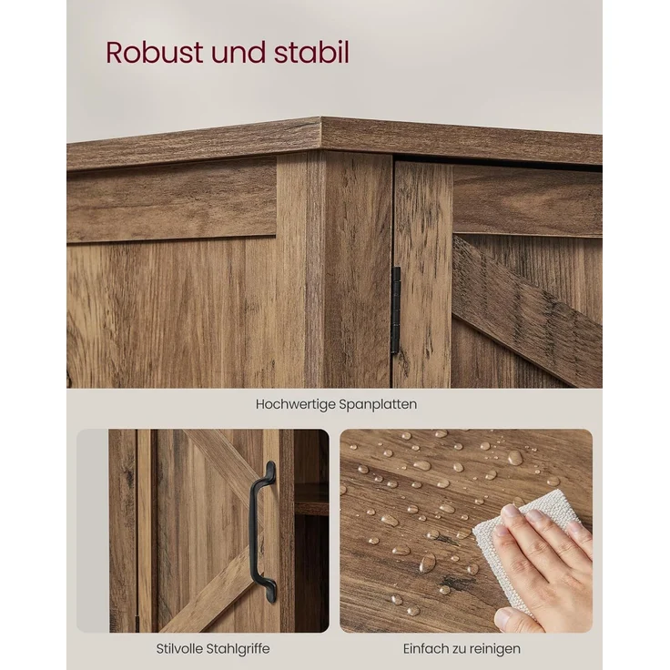 Vasagle Schuhschrank, Schuhregal, Schuhaufbewahrung, traditioneller amerikanischer Stil, Schuh-Organizer mit höhenverstellbaren Ablagen, Griffen, stabilen Beinen, Flur, honigbraun LBC039B01 – Bild 7
