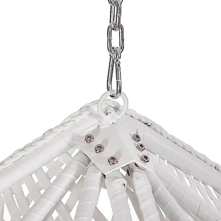 Luxus Hängesessel Style XXL Rattan Korb und Gestell Weiss mit Relaxkissen Pink – Bild 4