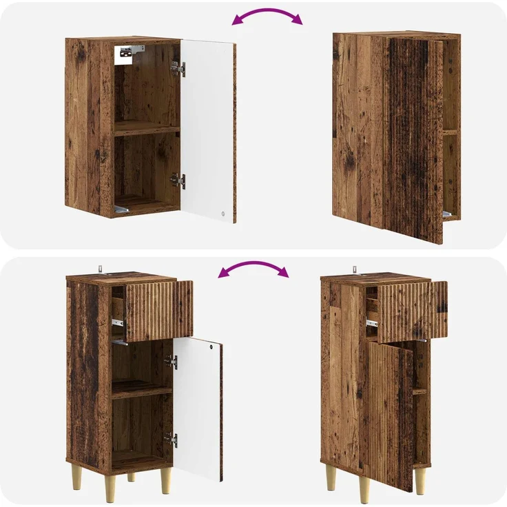 vidaXL 4-teiliges Badezimmer-Schrank-Set ARNHEM Altholz Holzwerkstoff 3417934 – Bild 8